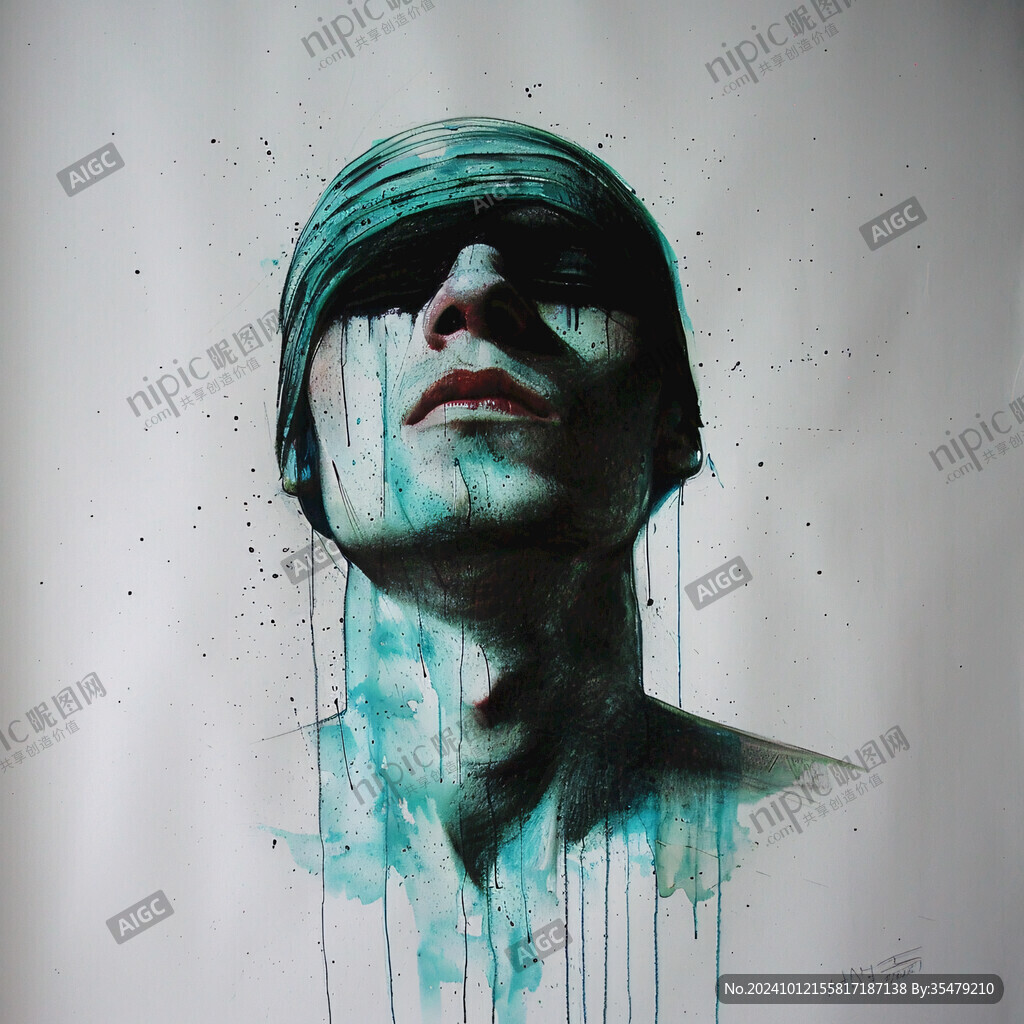 唯美抽象画水彩画女人