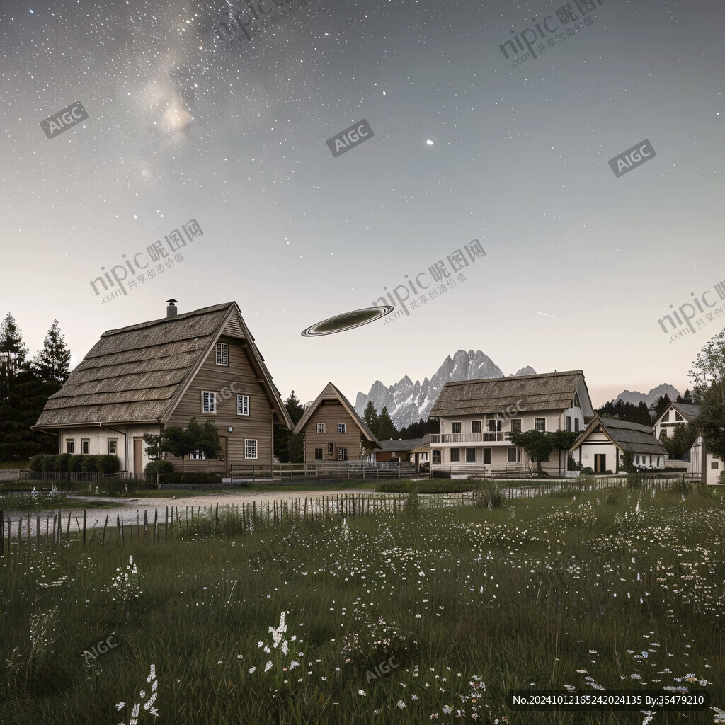 国外小乡村夜景