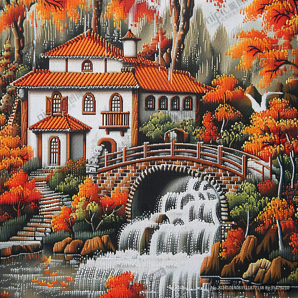 高清彩色客厅山水