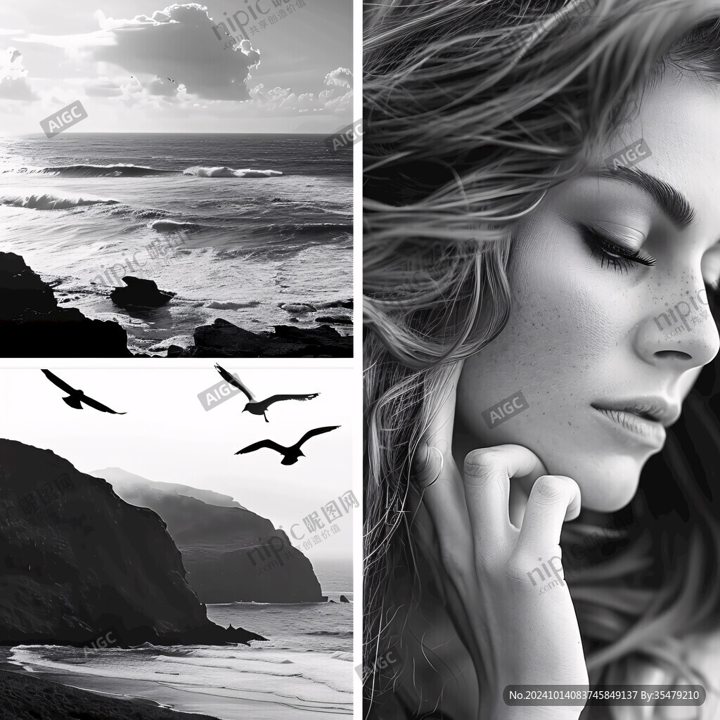 美女背景海边春风