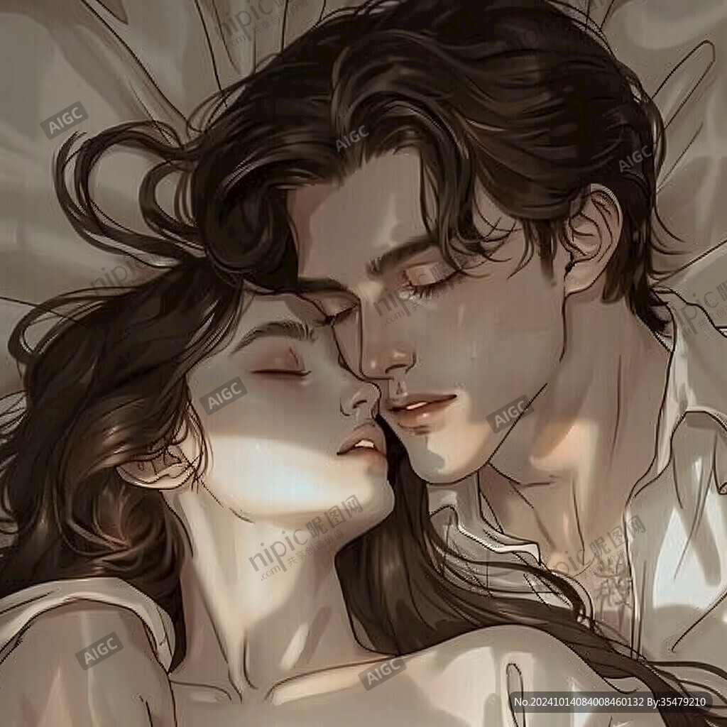 情侣拥抱浪漫插画