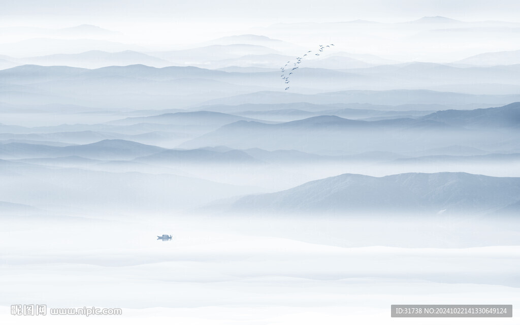 新中式屏风山水画