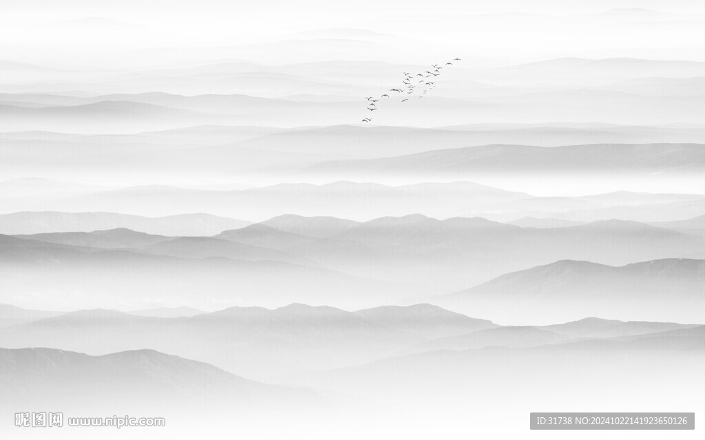 山水水墨画背景墙