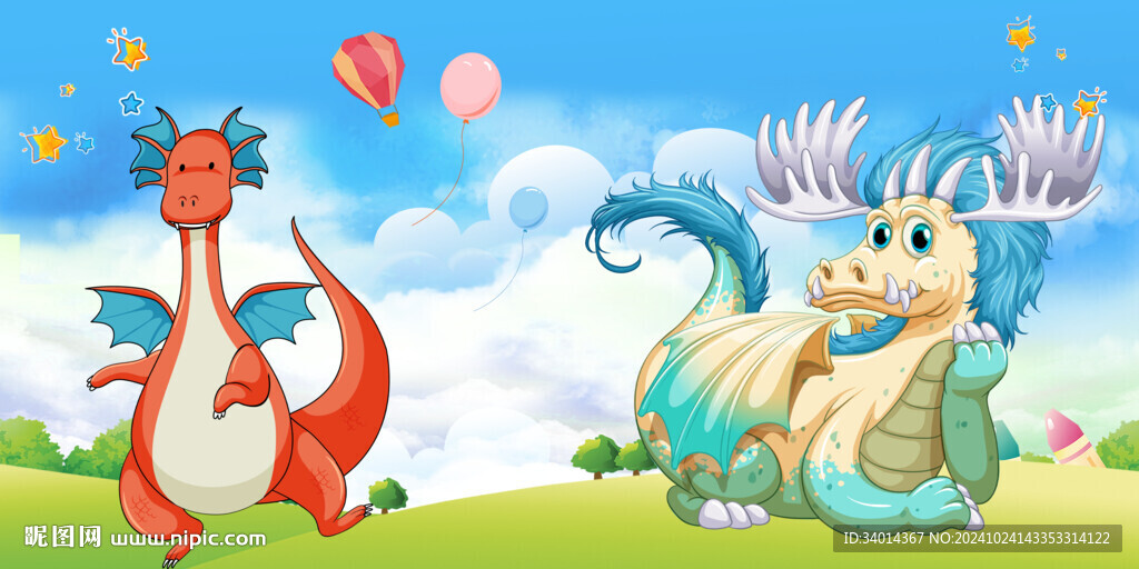 卡通恐龙儿童房背景