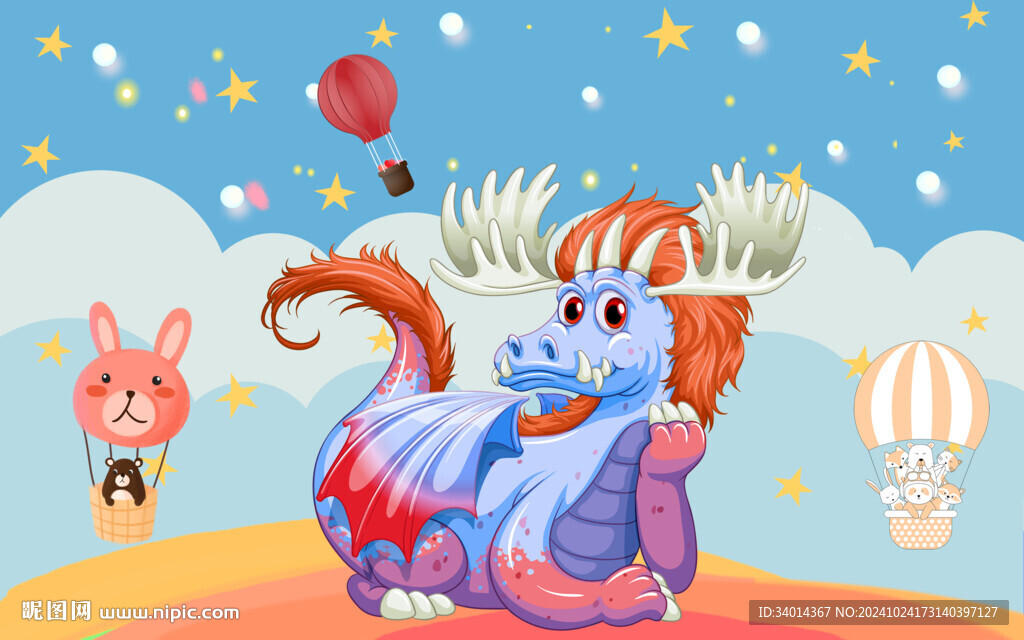 卡通恐龙背景墙