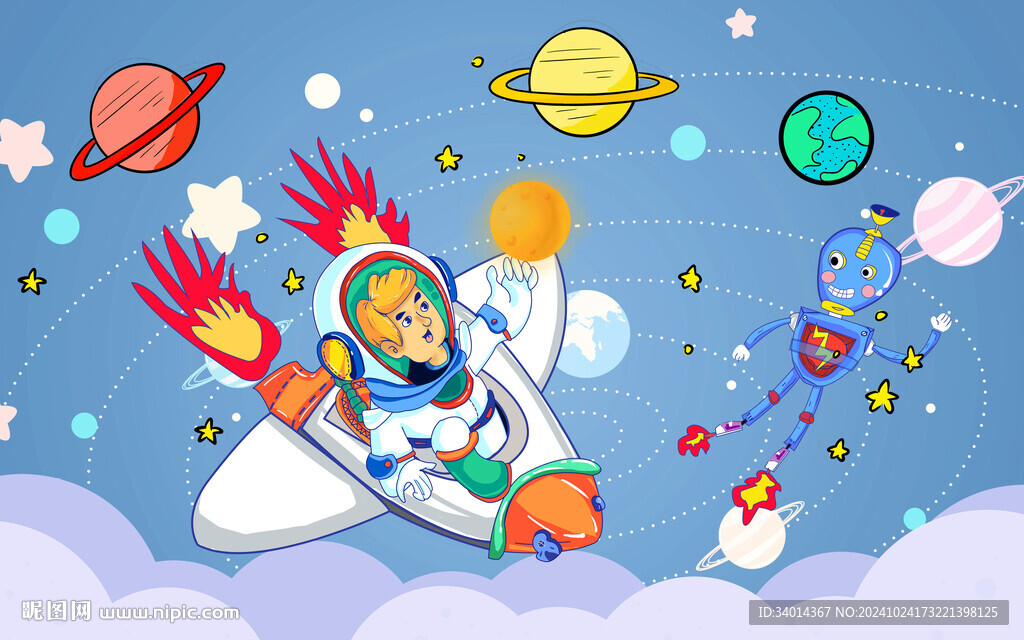 外太空宇航员背景墙