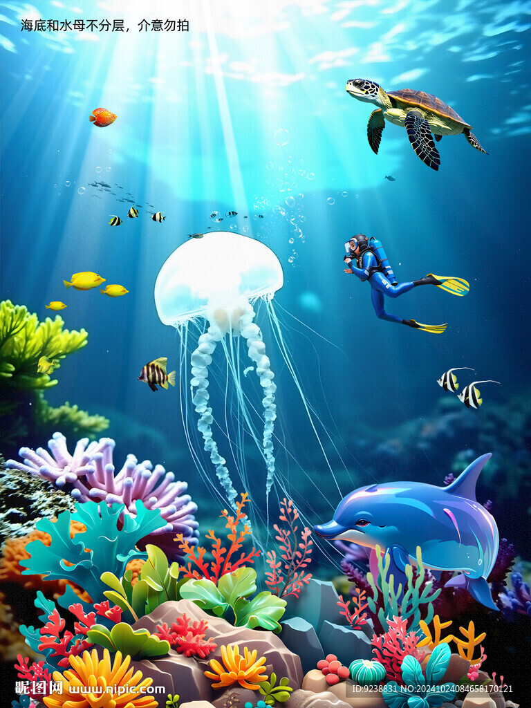 水母海底世界儿童房背景