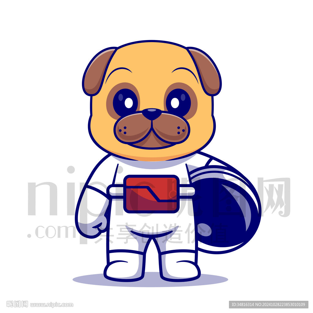可爱卡通动物宇航员癞皮狗