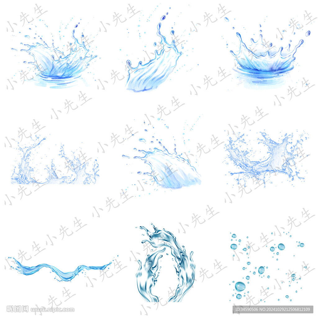 透明水滴水花飞溅特效