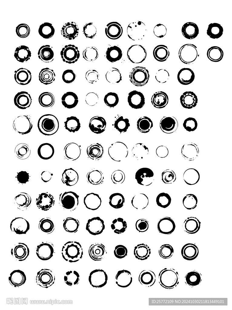 黑色水墨圆边框素材图