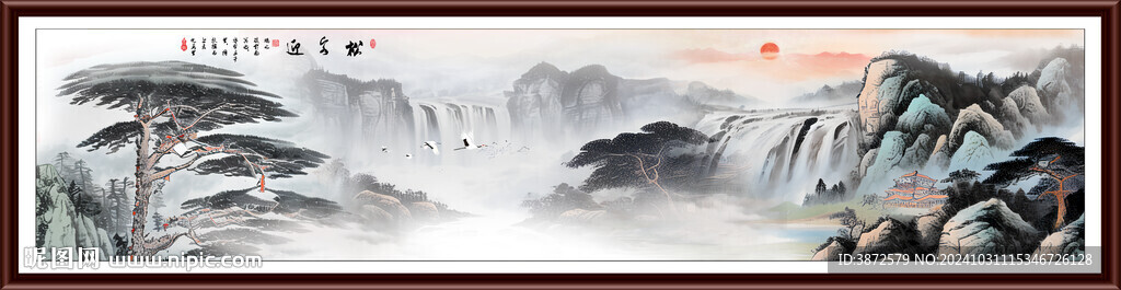 巨幅山水迎客松