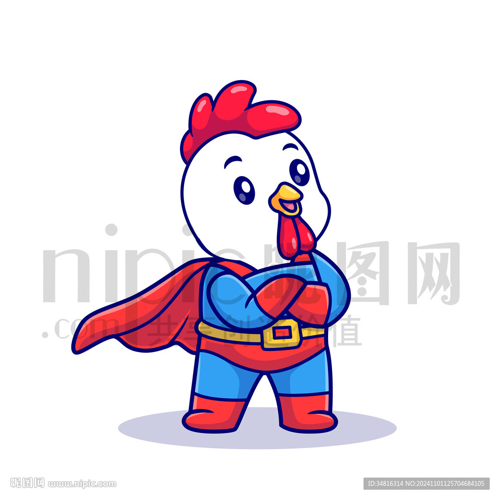 可爱卡通超人公鸡母鸡