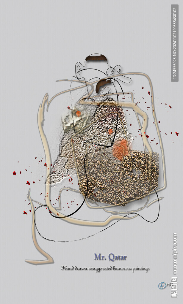 手绘海报封面抽象线条客厅装饰画