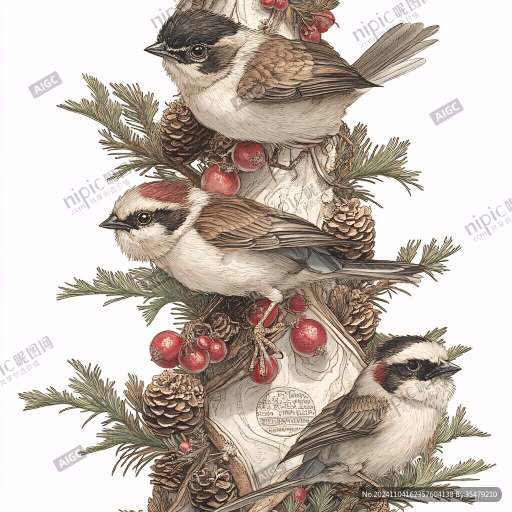 欧美风格鸟花卉