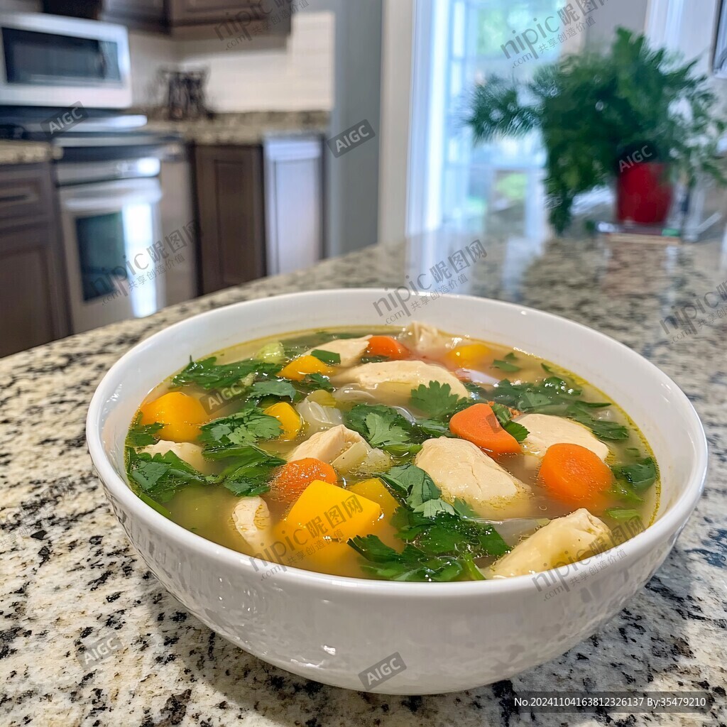 鸡汤煮有机时蔬