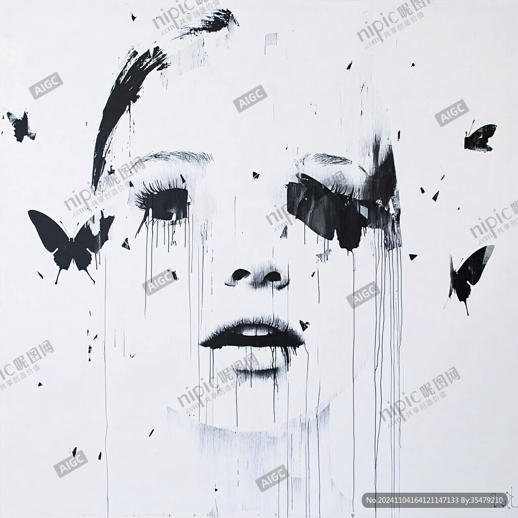 唯美抽象画水彩画女人