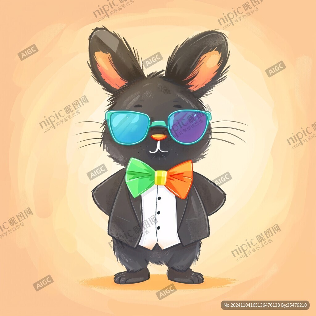 兔子潮流墨镜插画
