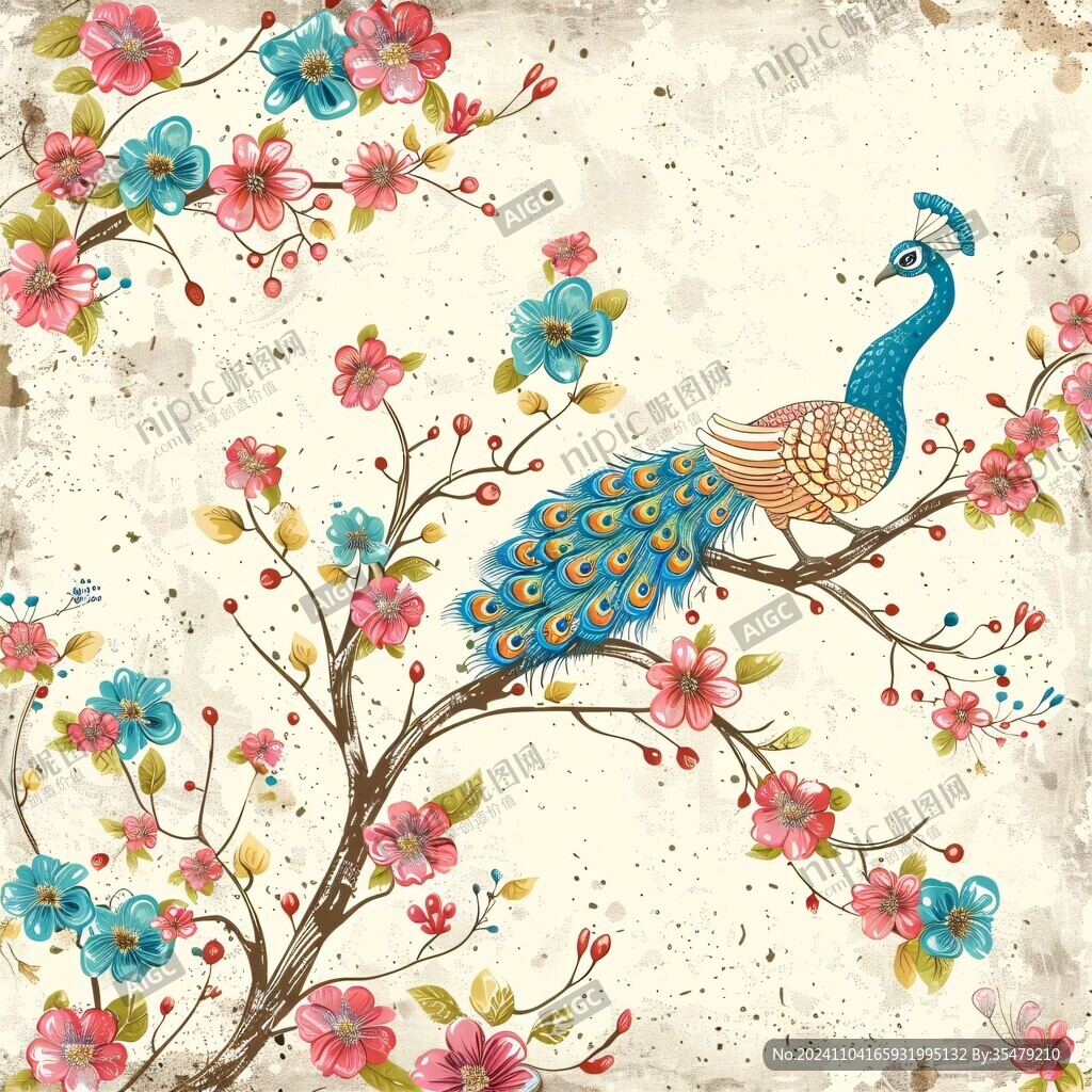 孔雀复古背景