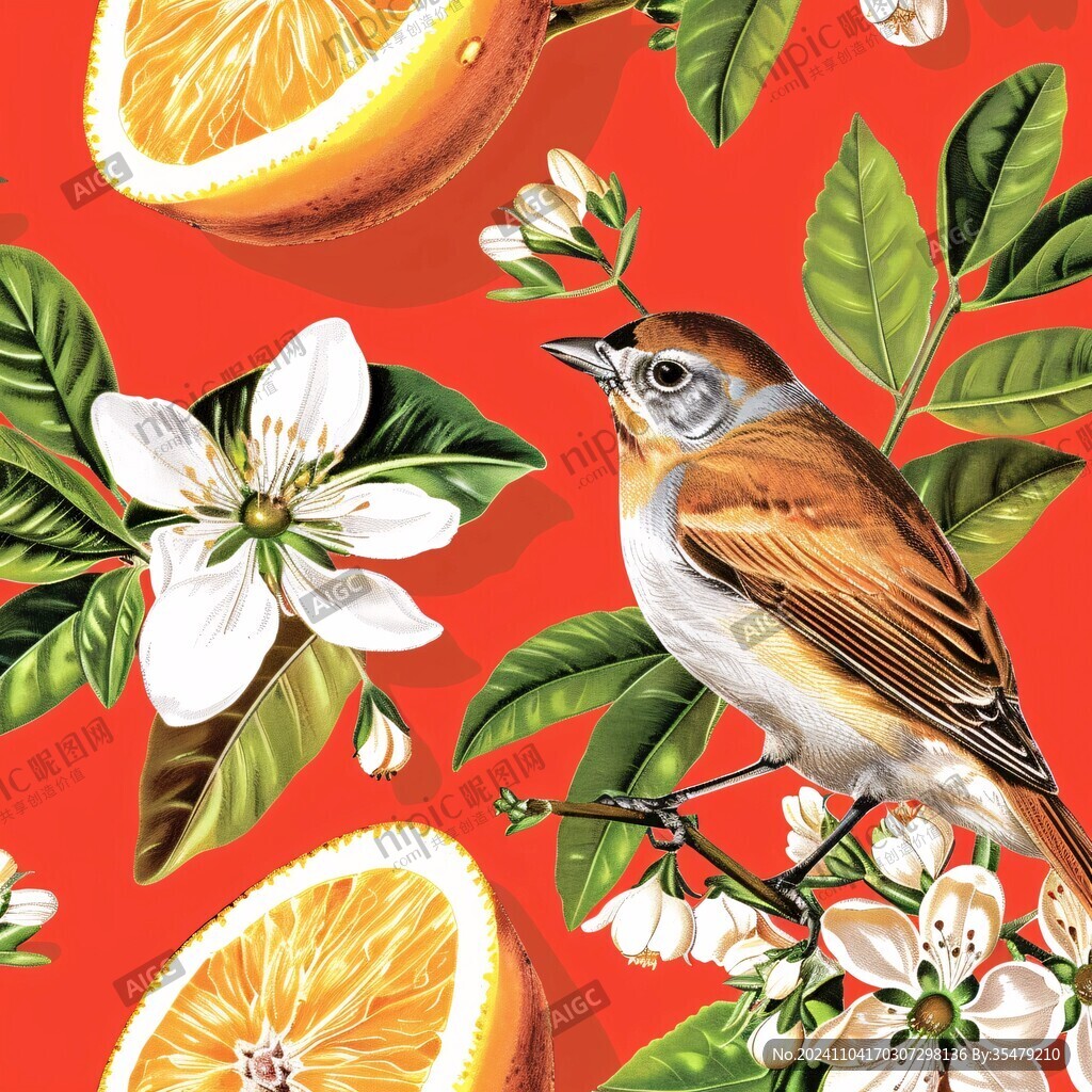 欧美风格鸟花卉