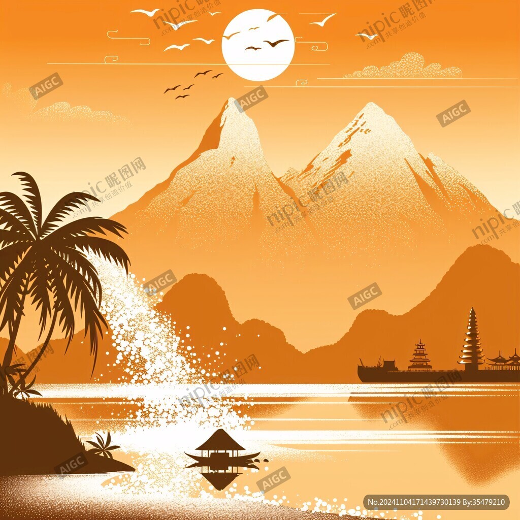 欧式日式国潮山水图