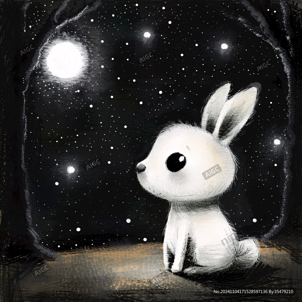 兔子月亮素材
