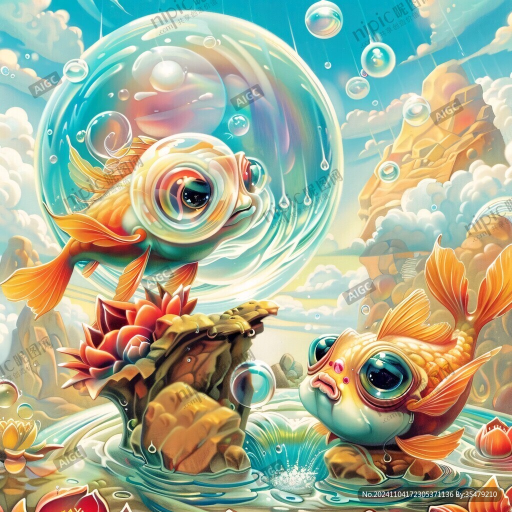 创意金鱼潮流插画