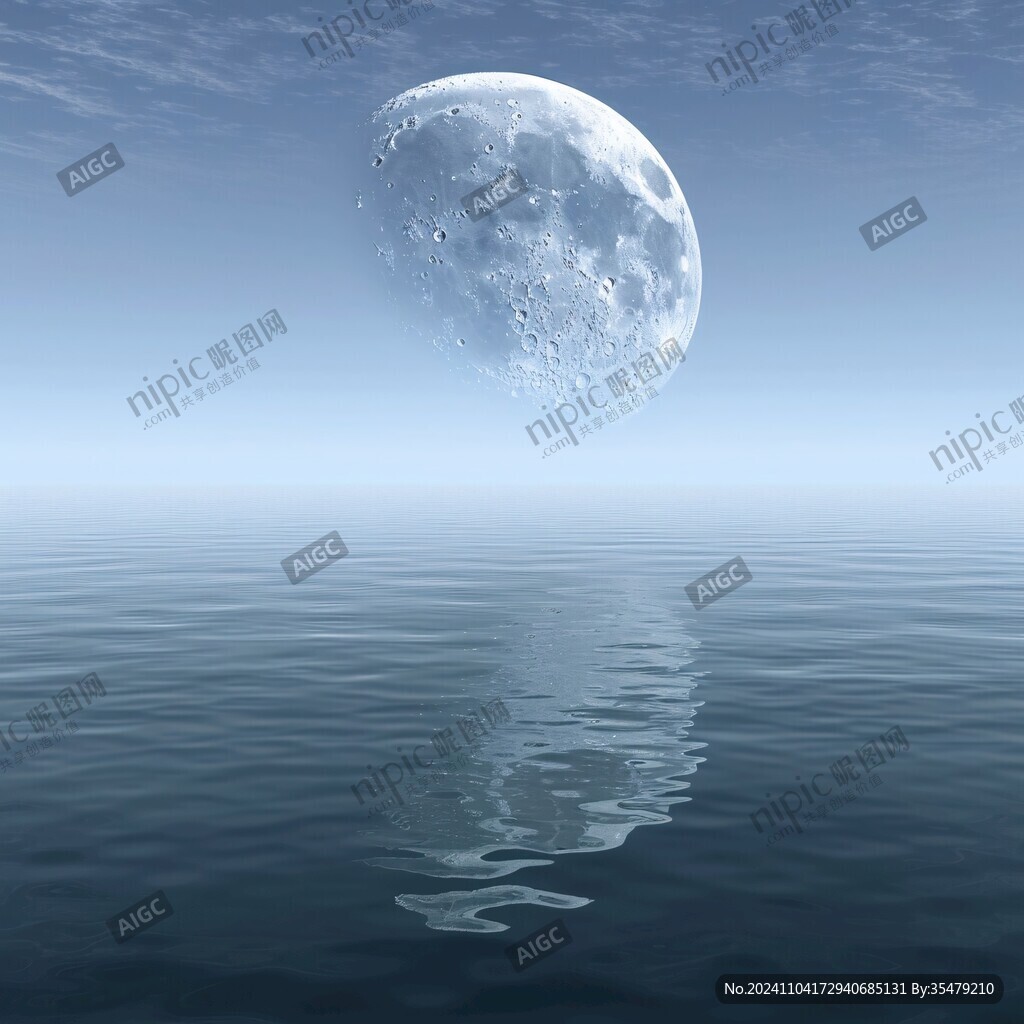 月亮科幻大海