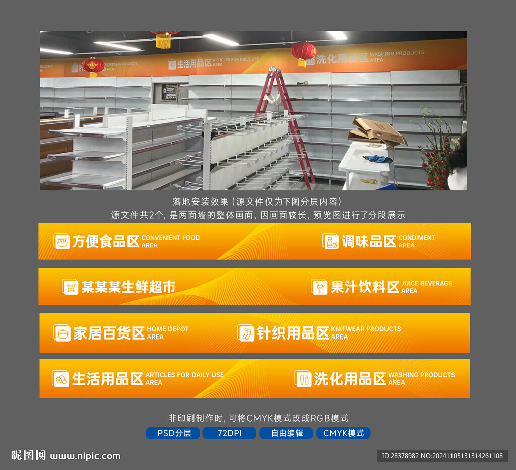 超市墙面分区广告