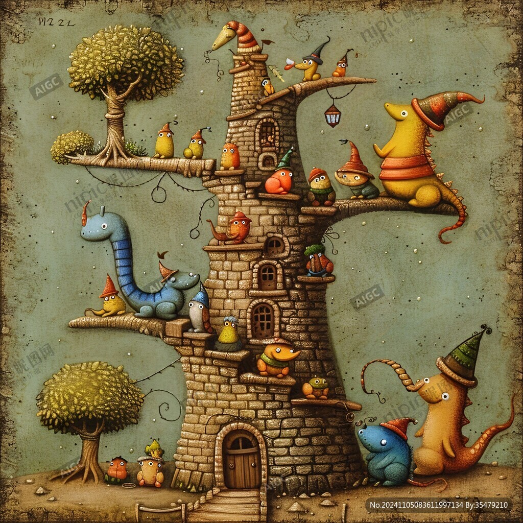 奇幻爱丽斯仙境插画