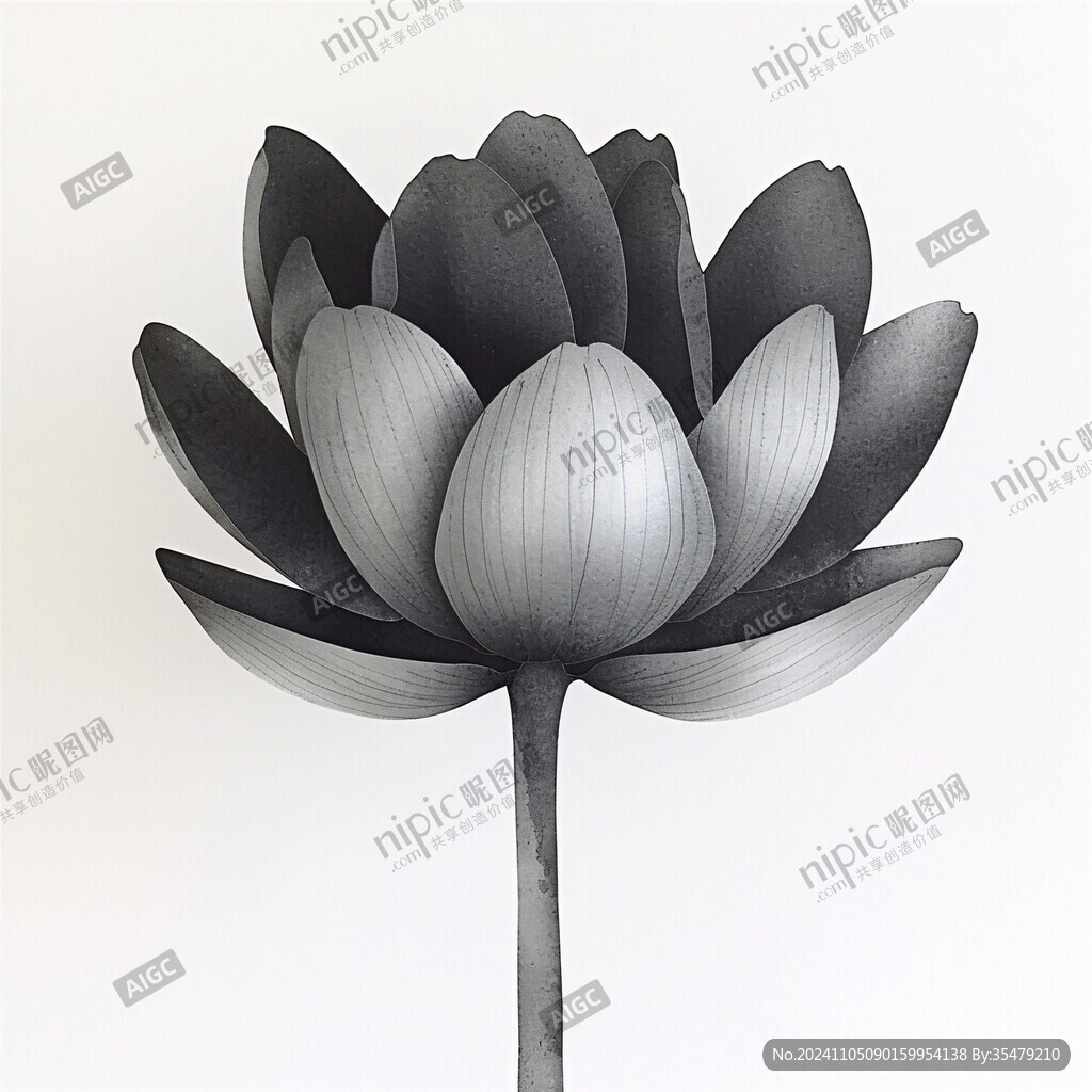 手绘金属质感荷花