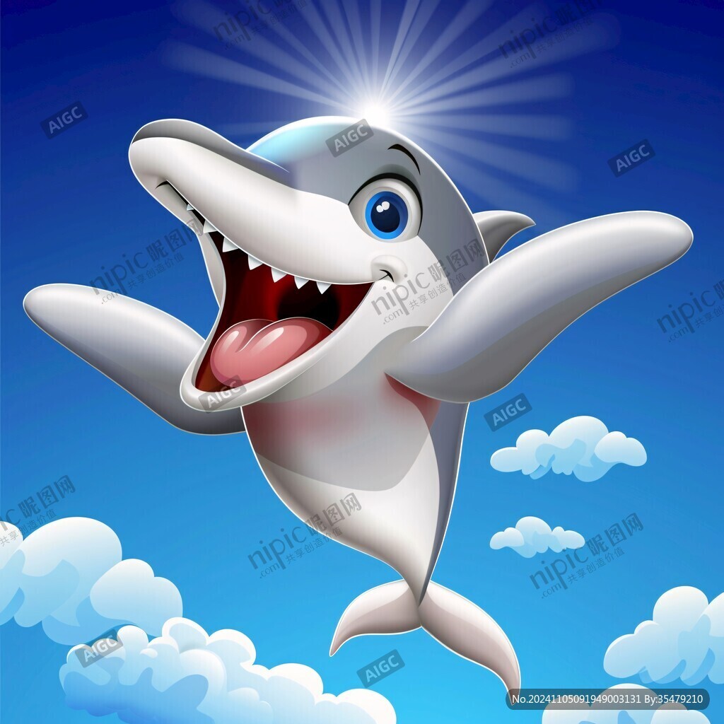 卡通鲨鱼立体画