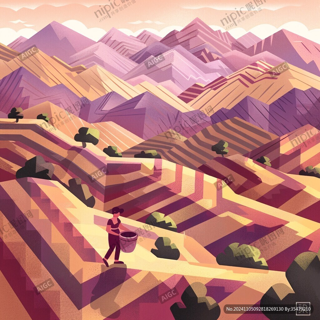 山风景插画包装