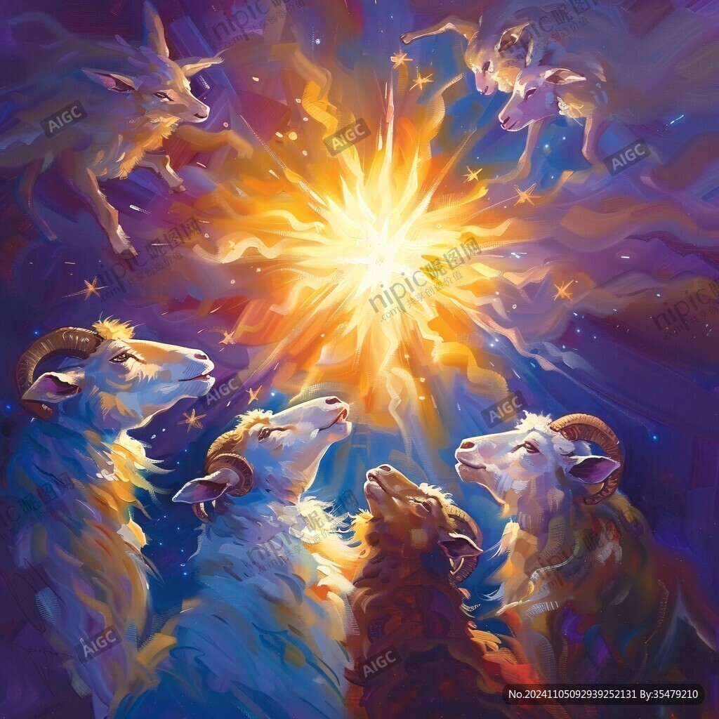 手绘梦幻羊风格装饰画