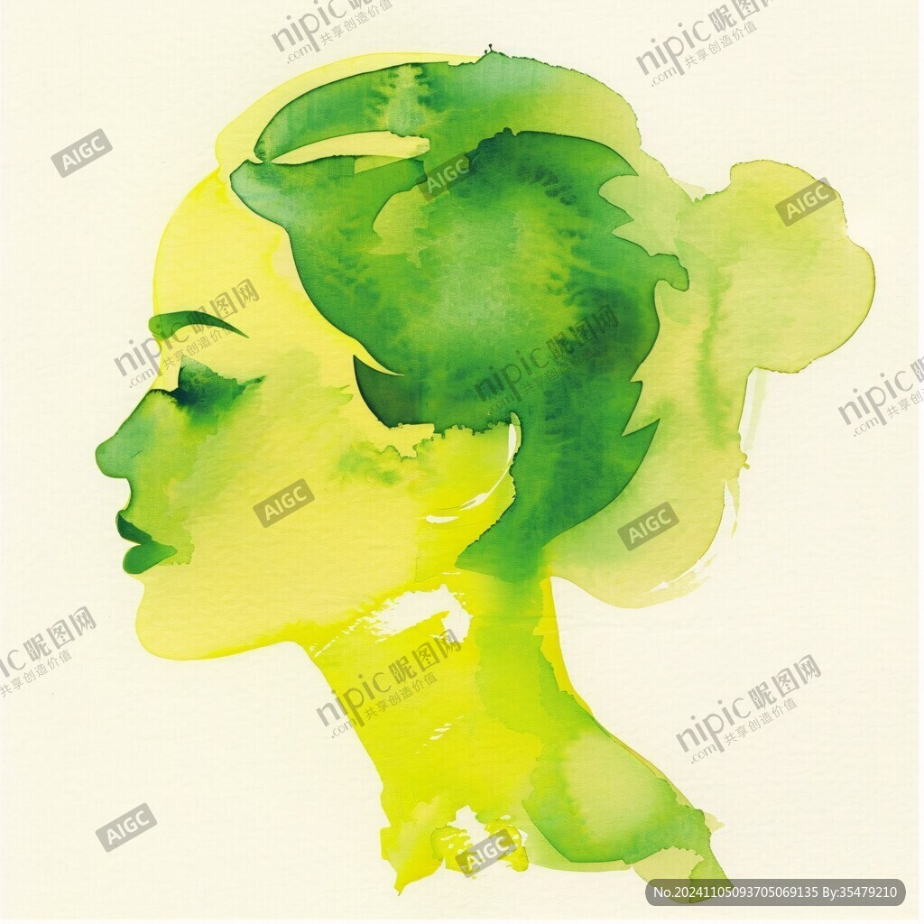 唯美抽象画水彩画女人