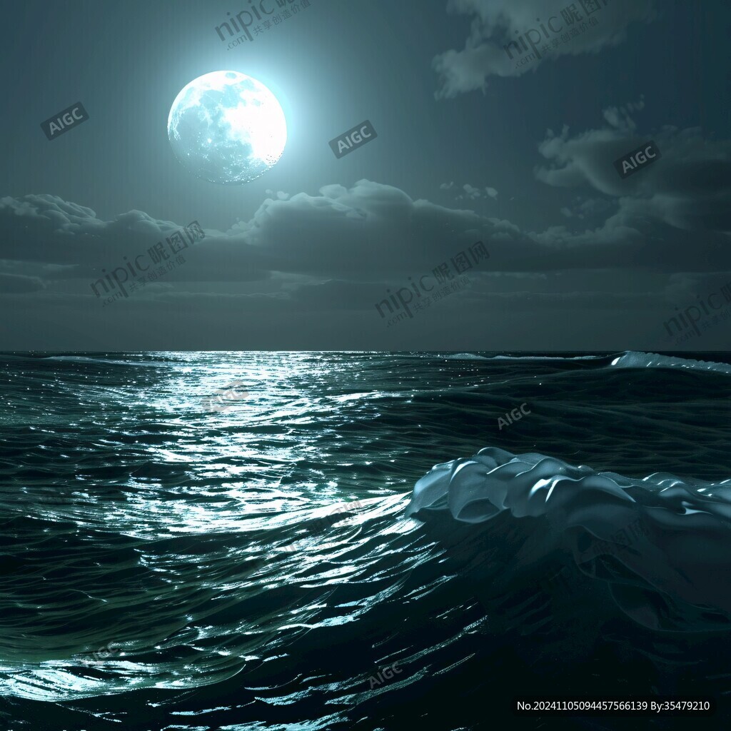 月亮科幻大海