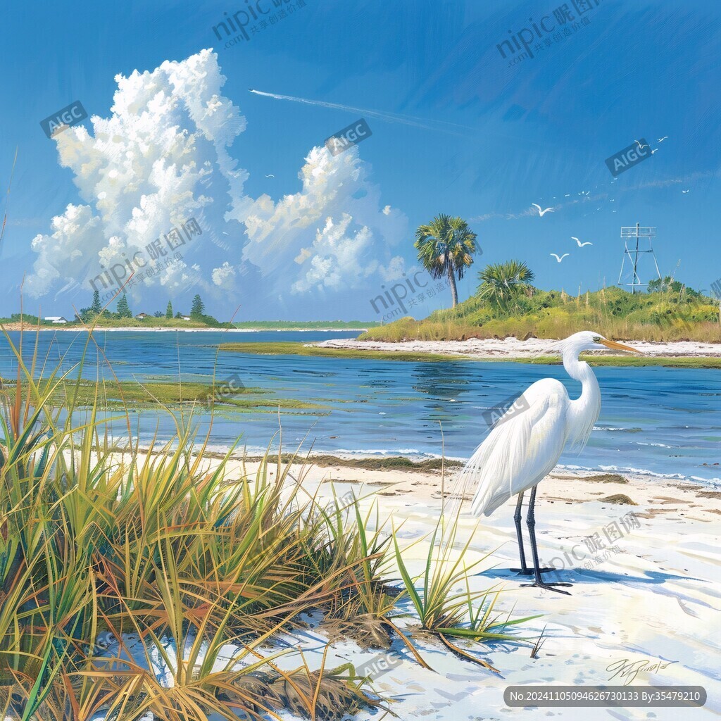 白鹭水鸟客厅背景画