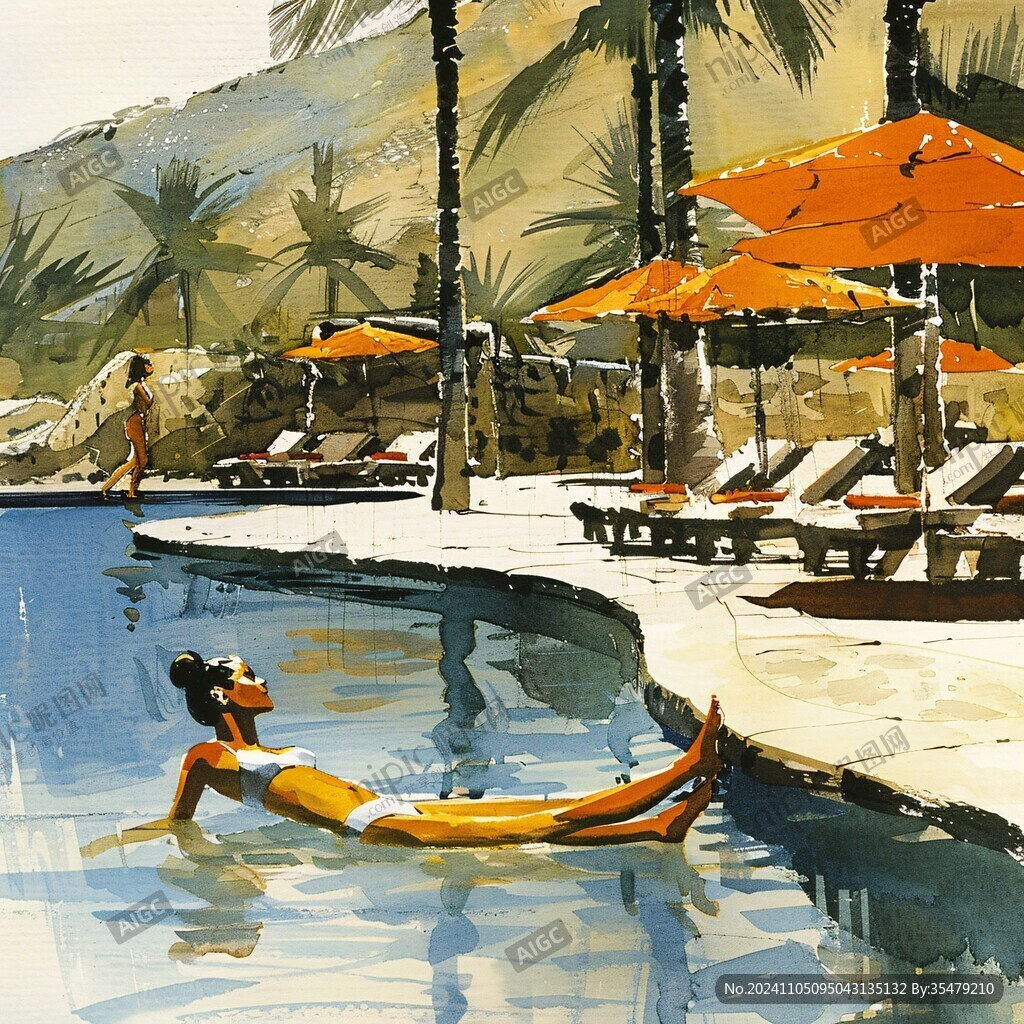 海滩比基尼女孩装饰画