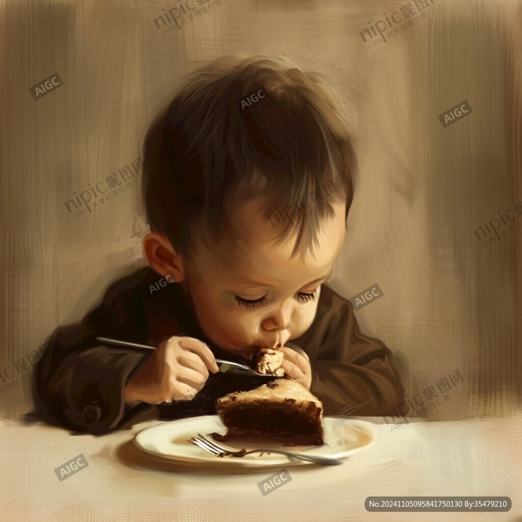 自己吃饭的小孩