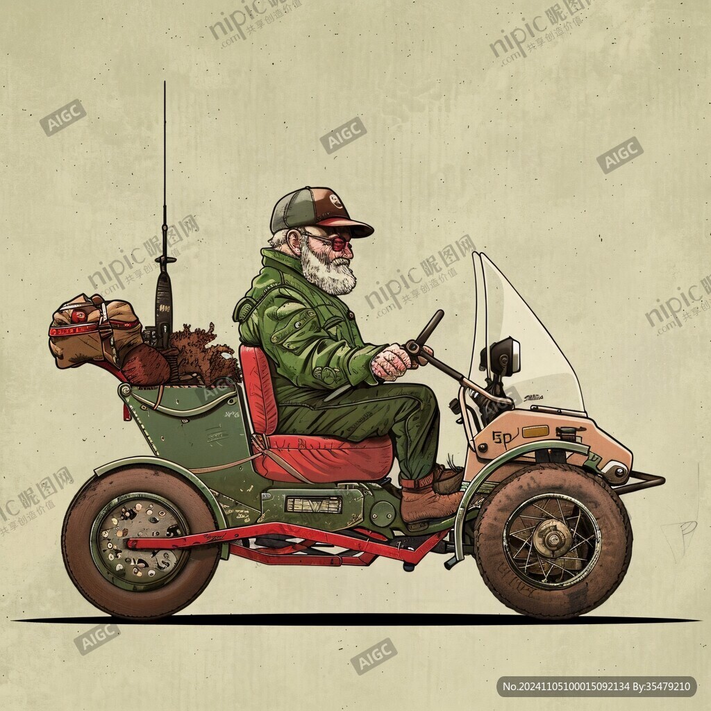 推着摩托车的老农