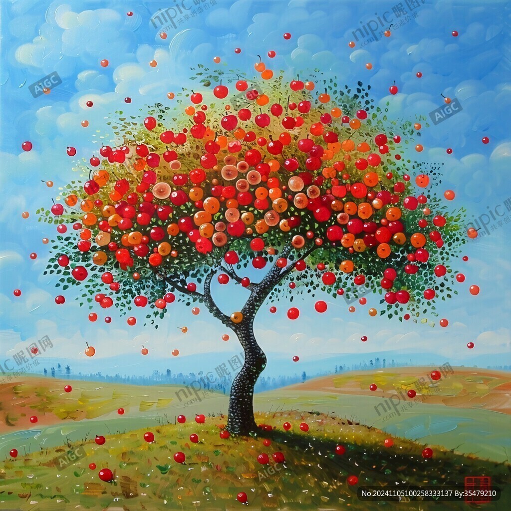 3d立体画苹果树