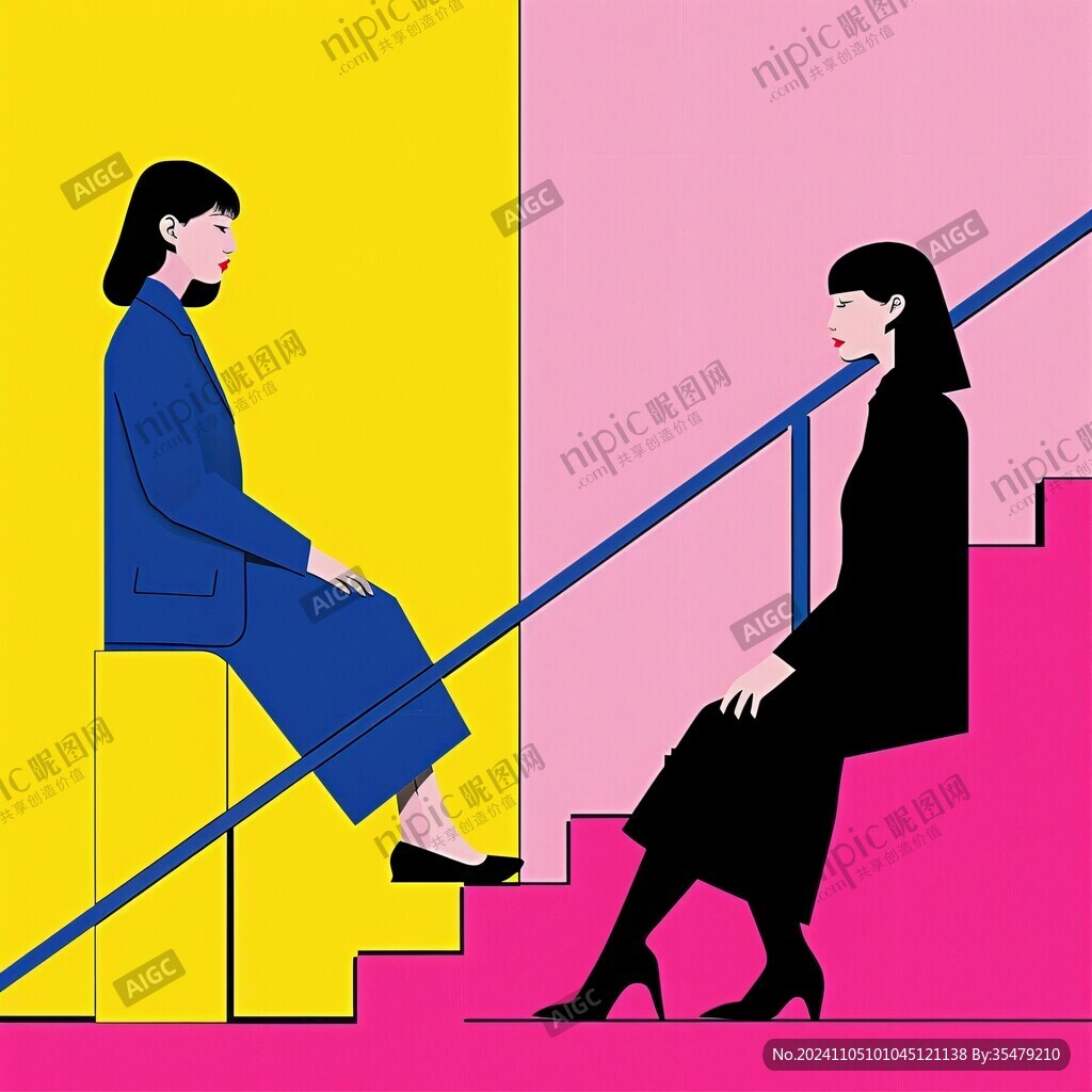 扁平风插画闺蜜女孩