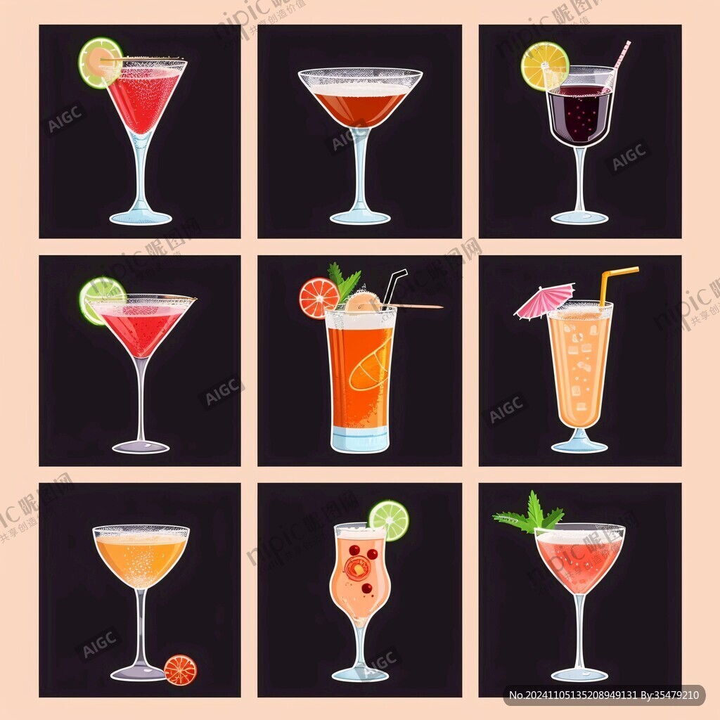 鸡尾酒插画