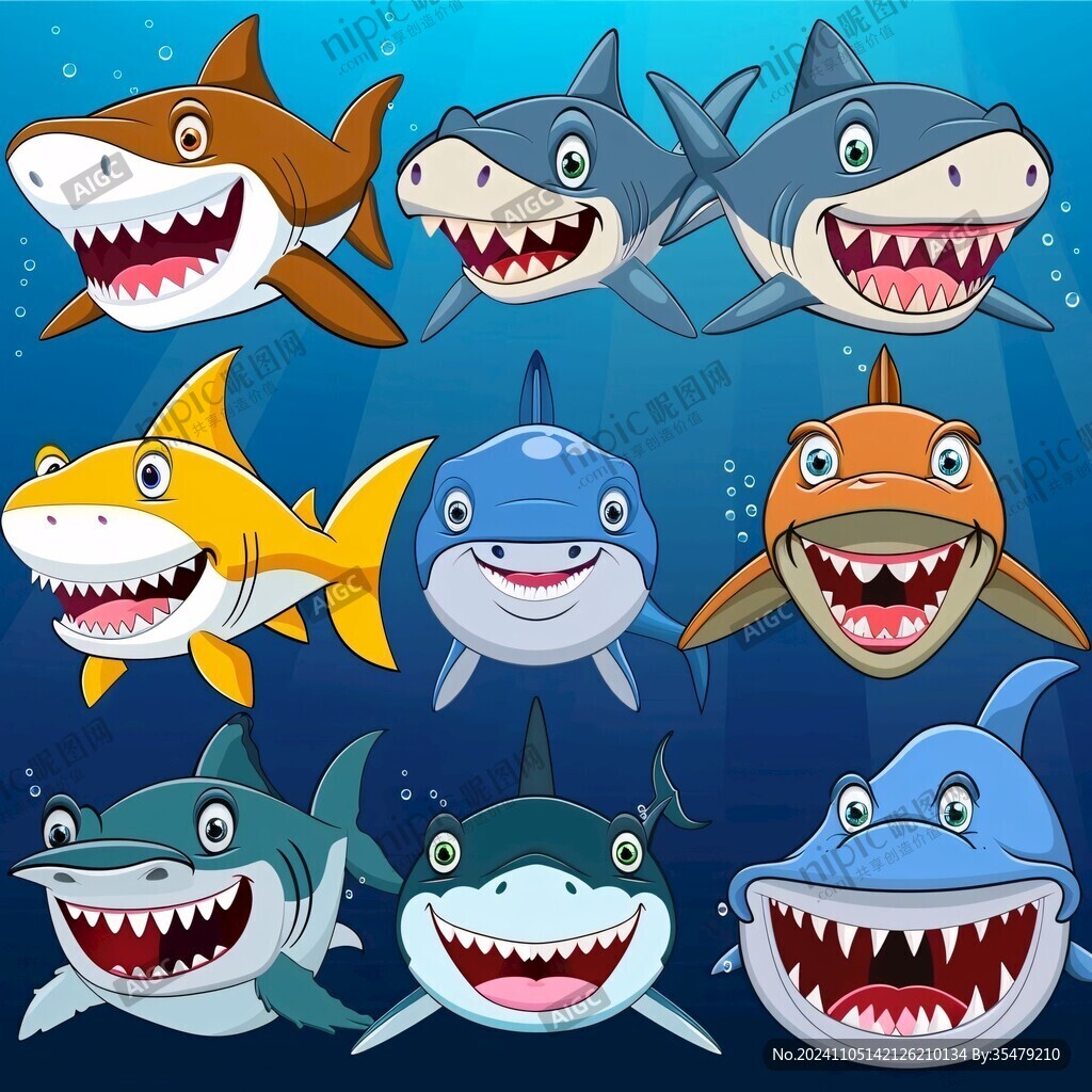 卡通鲨鱼立体画
