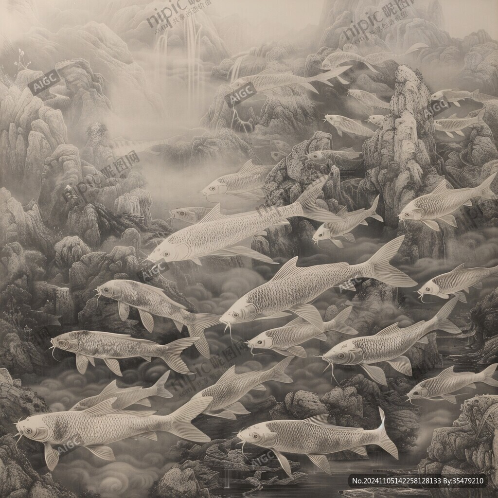 鱼群3d画