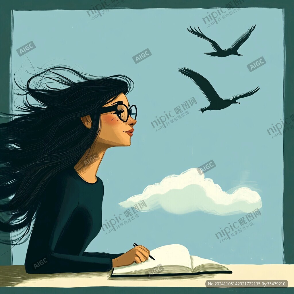 认真读书的女生