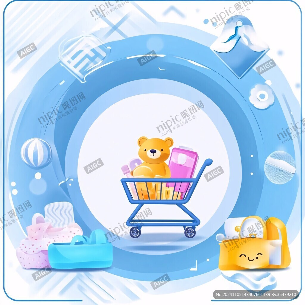 熊猫购物车插画