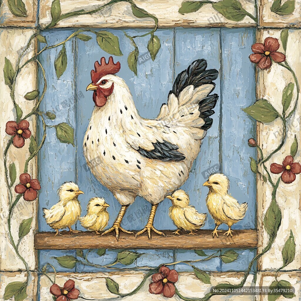 母鸡装饰画