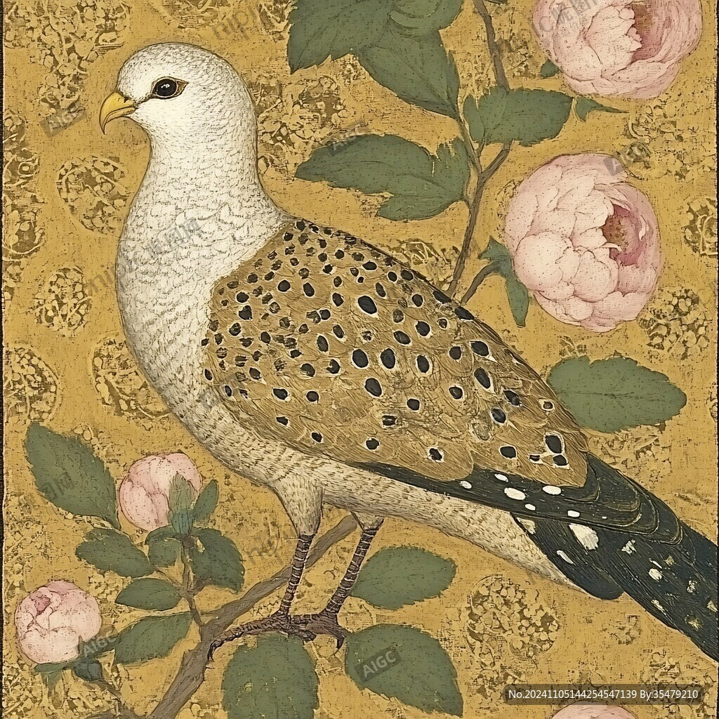 欧美风格鸟花卉