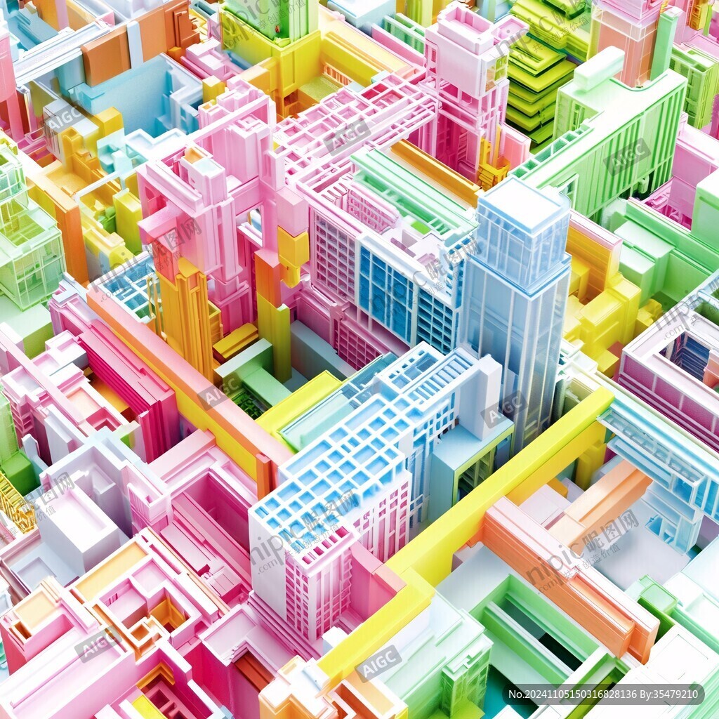 几何色块城市