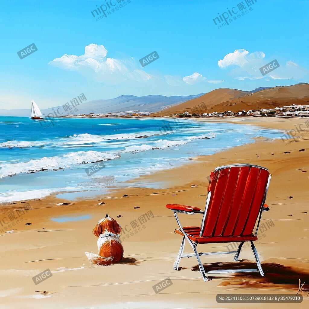 沙滩风景画